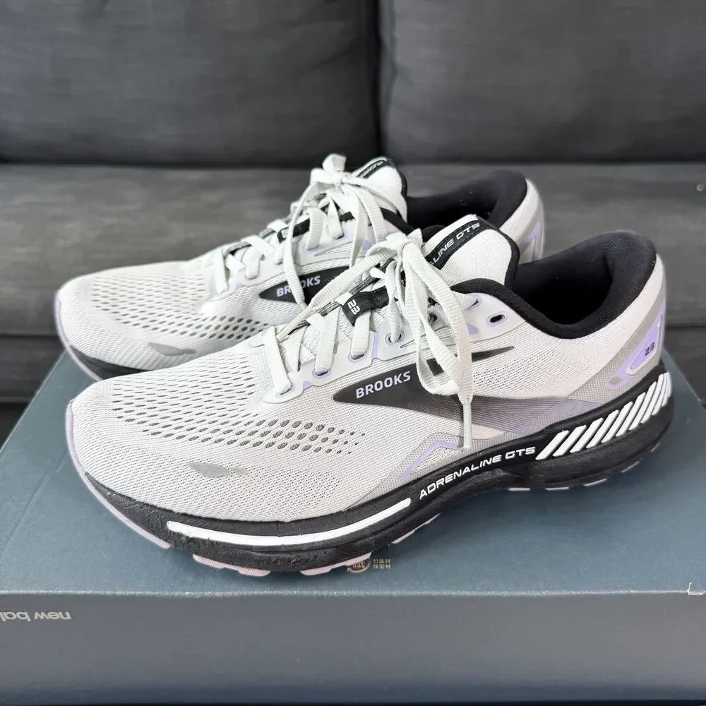 Brooks Adrenaline GTS 23 Grey Purple Running Shoes Women's Size 10B